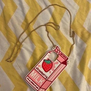 Cute strawberry milk iPhone case / crossbody accessory (iPhone 12 & 12 Pro)